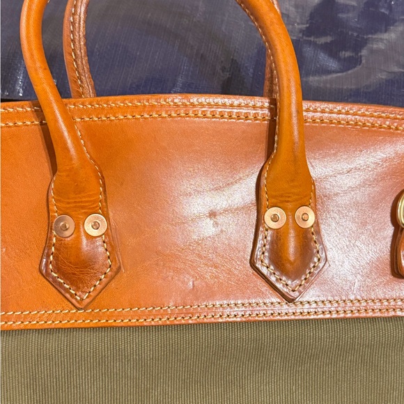 Atorie Old Urban Women's Tan Leather and Green Canvas Bag - Picture 10 of 16